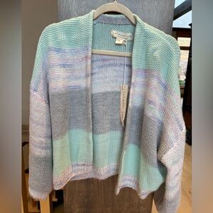 Saltwater Luxe Pastel Striped Oversized Cardigan, NWT M